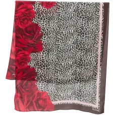 Шарф с цветочным и анималистичным принтом