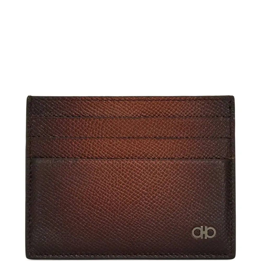 Картхолдер из зернистой кожи с декором Gancini