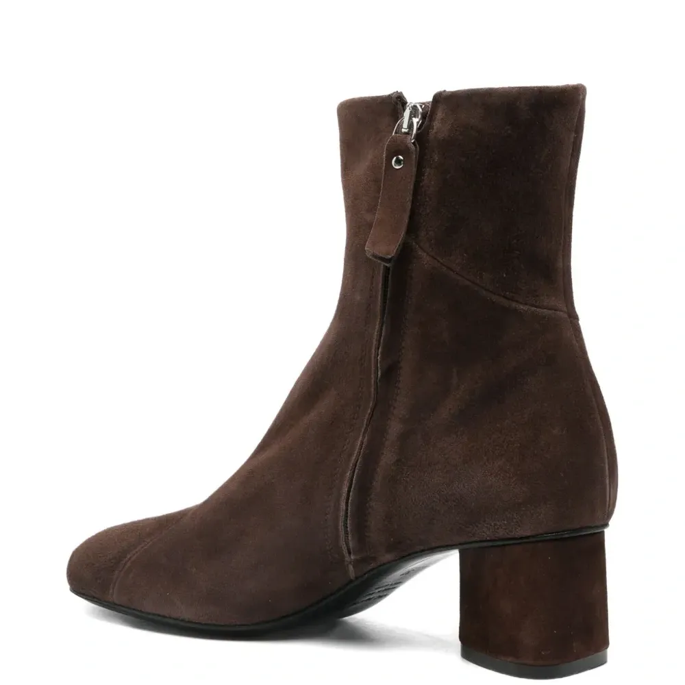 Замшевые сапоги на молнии с каблуком 50 мм