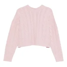 Свитер с открытой спиной и косичной вязкой