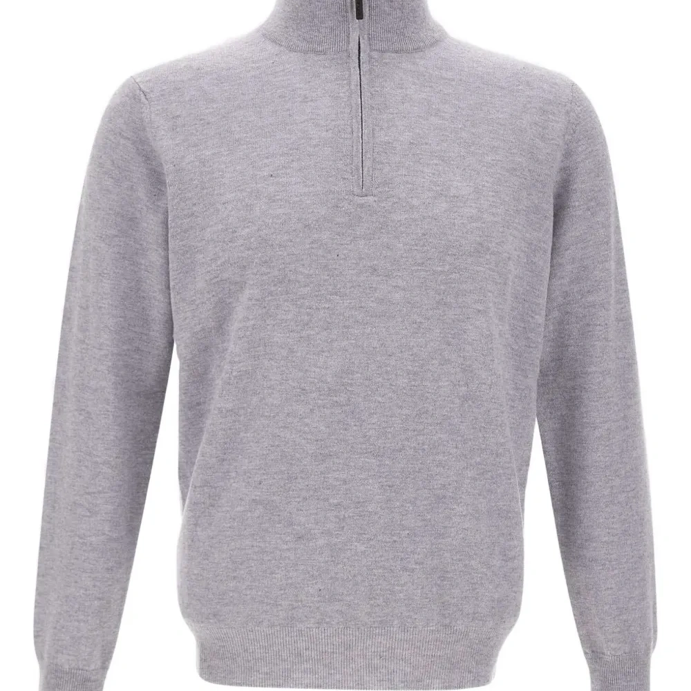 Свитер с высоким воротом на полу-молнии