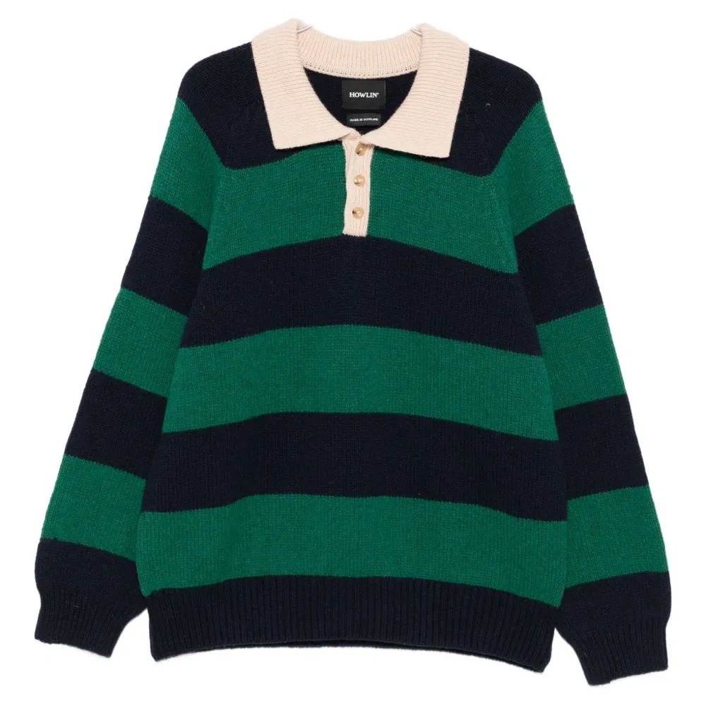 Полосатый свитер с воротником-поло