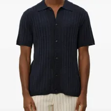 Кардиган с короткими рукавами в рубчик