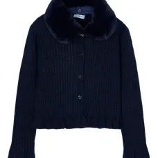 Кардиган с воротником из искусственного меха