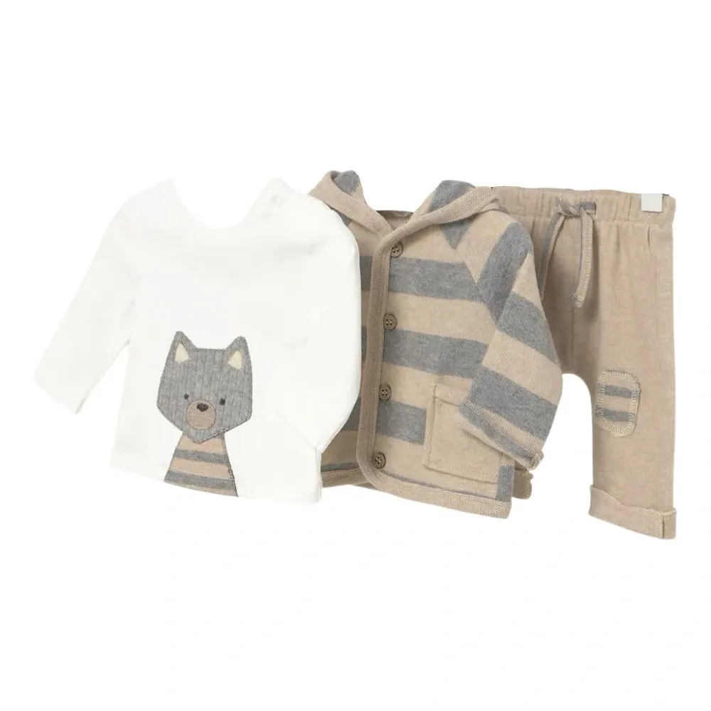 Комплект из трех предметов с полосатыми брюками