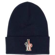 Шерстяная шапка с отворотом и нашивкой-логотипом