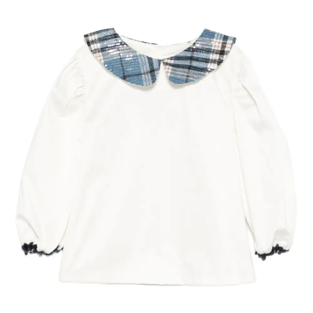 Клетчатая блузка с пайетками