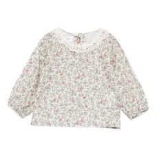 Блузка с цветочным принтом и кружевной отделкой