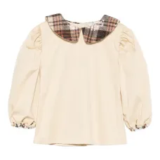 Блузка с клетчатым воротником Блузка с клетчатым воротником