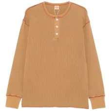 Вафельный свитер с планкой на пуговицах