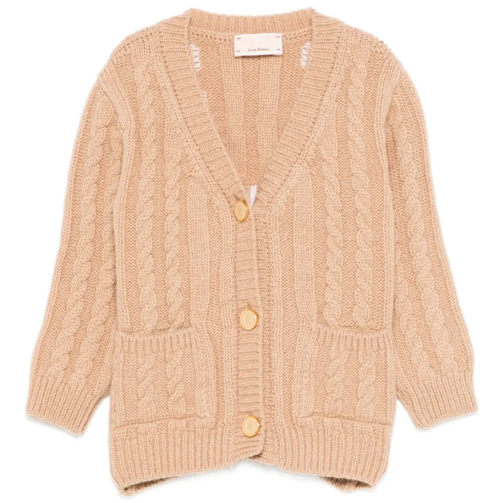 Кардиган с косами и карманами