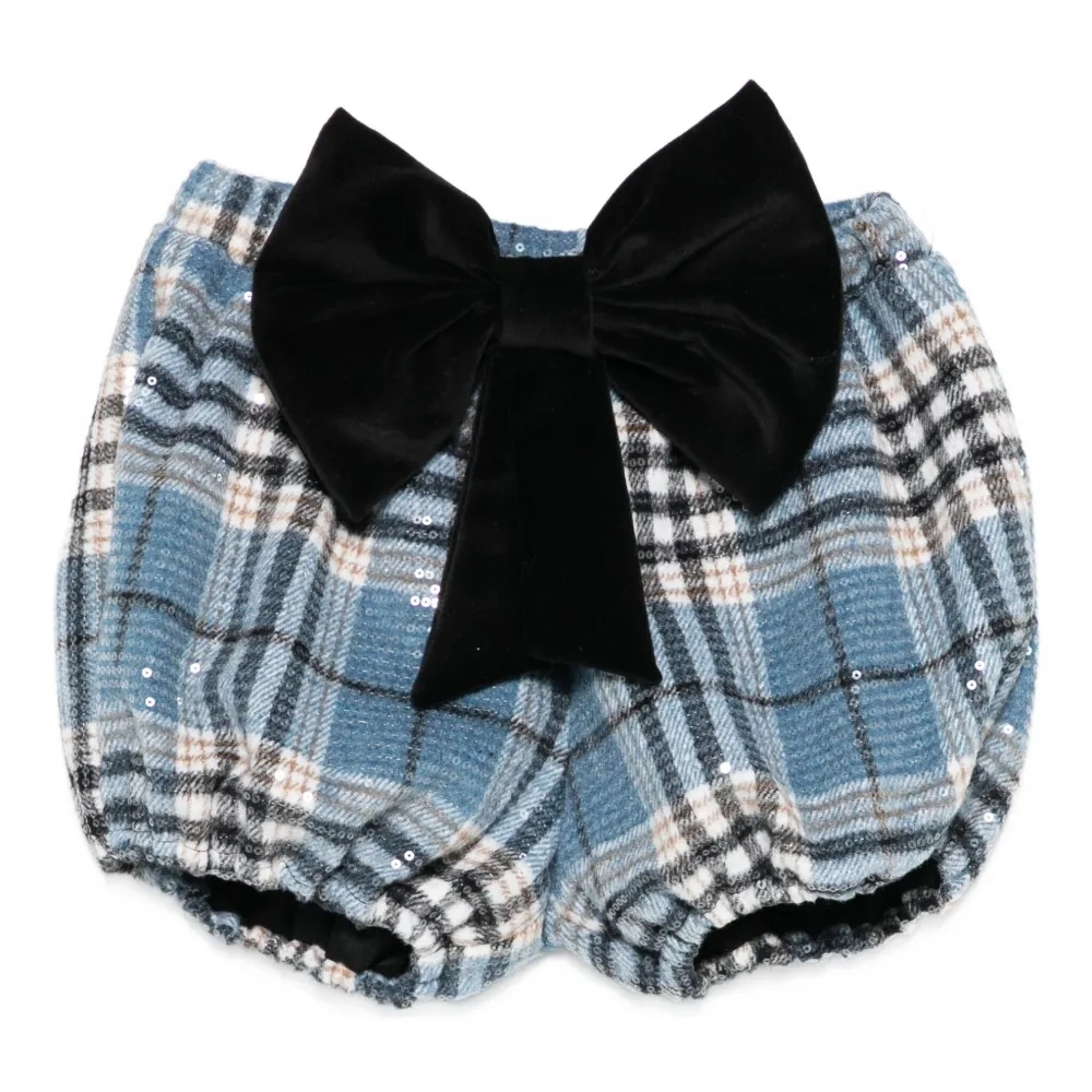 Шорты в клетку с бантом