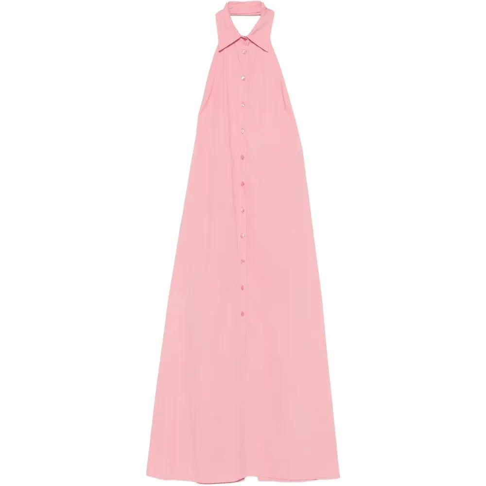 Макси-платье на шее с пуговицами