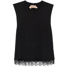 Трикотажный топ с кружевом