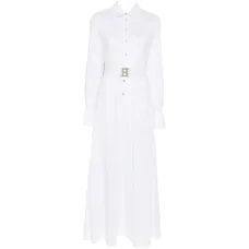 Макси-платье с воротником и поясом