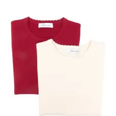 Трикотаж с круглым вырезом и волнистым краем