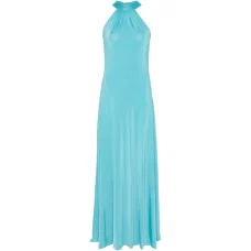 Украшенное макси-платье на бретели вокруг шеи