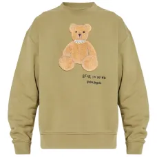 Свитшот с аппликацией в виде мишки и круглым вырезом