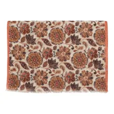 Шарф с цветочным принтом и бахромой