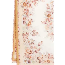 Парео с цветочным принтом и бахромой