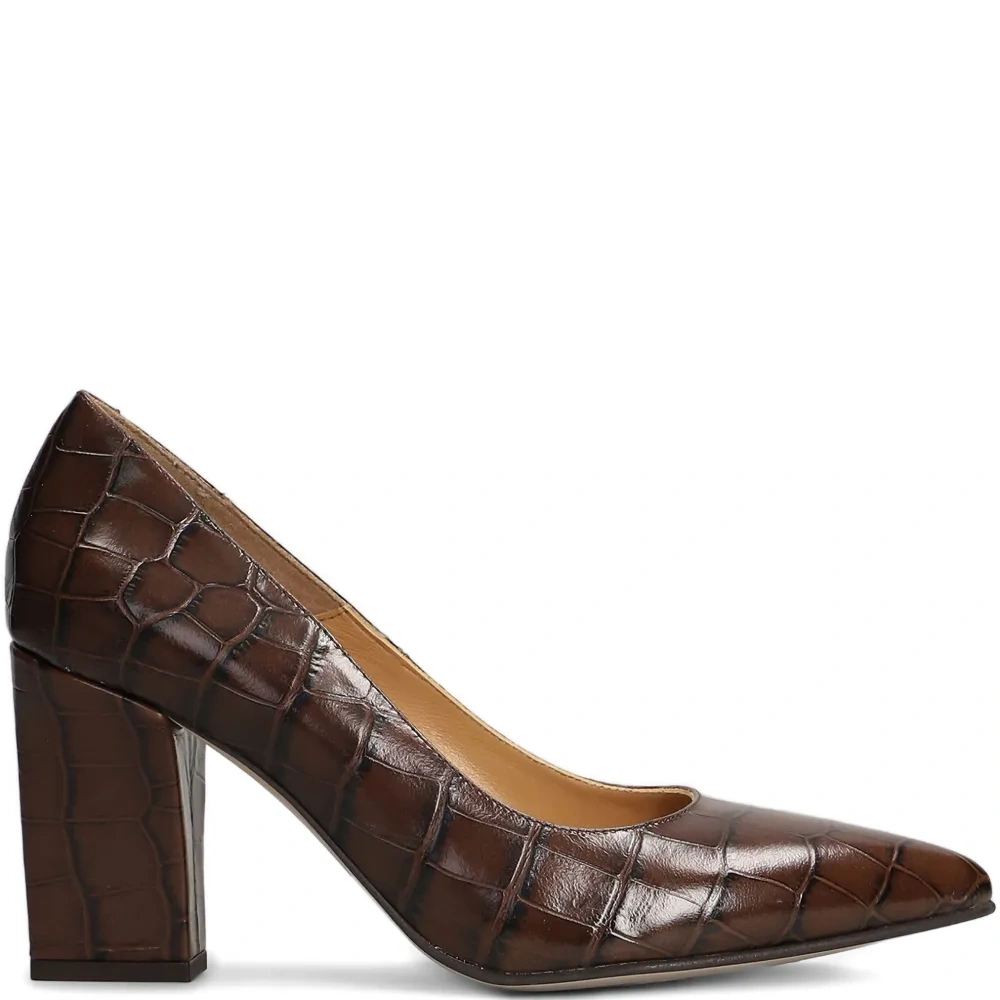 Туфли-лодочки на устойчивом каблуке с заострённым носком