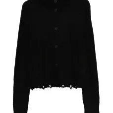 Кардиган с эффектом потертости и балаклавой "Уши"