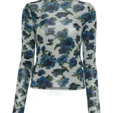 Топ с цветочным принтом и высоким воротом