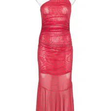 Платье в горошек с драпировкой