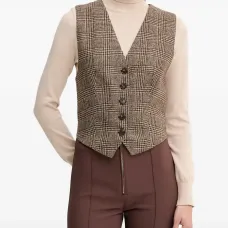 Клетчатый жилет Soffiato на пуговицах Клетчатый жилет Soffiato на пуговицах