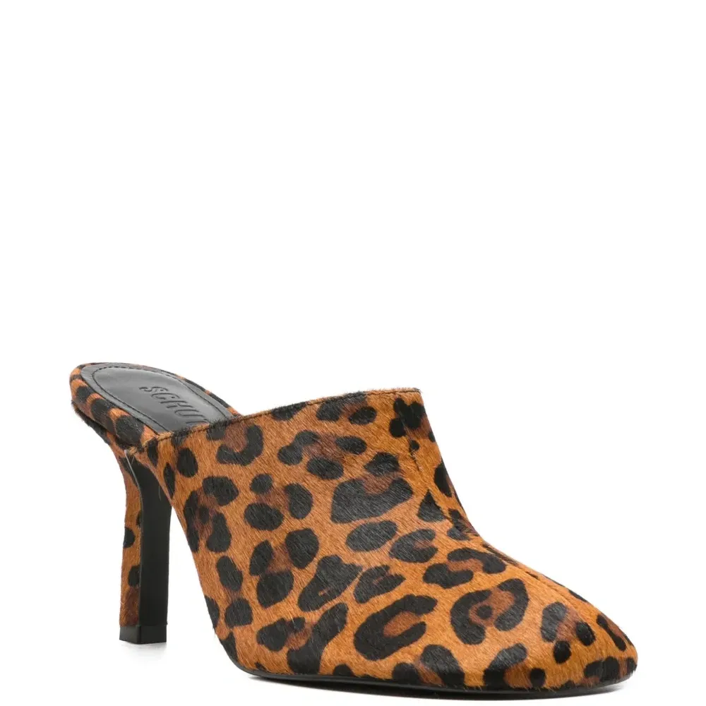 Мюли на каблуке с анималистичным принтом