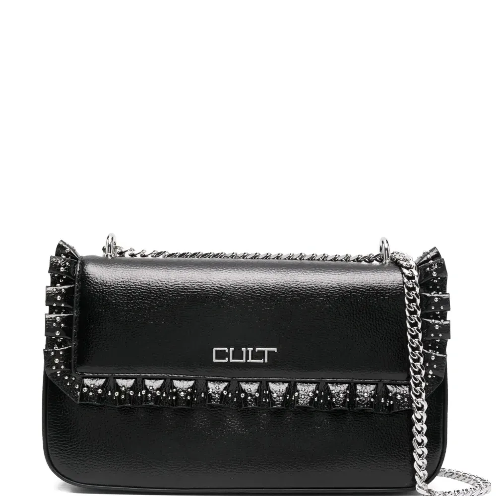 Сумка-сэтчел с оборками и заклёпками