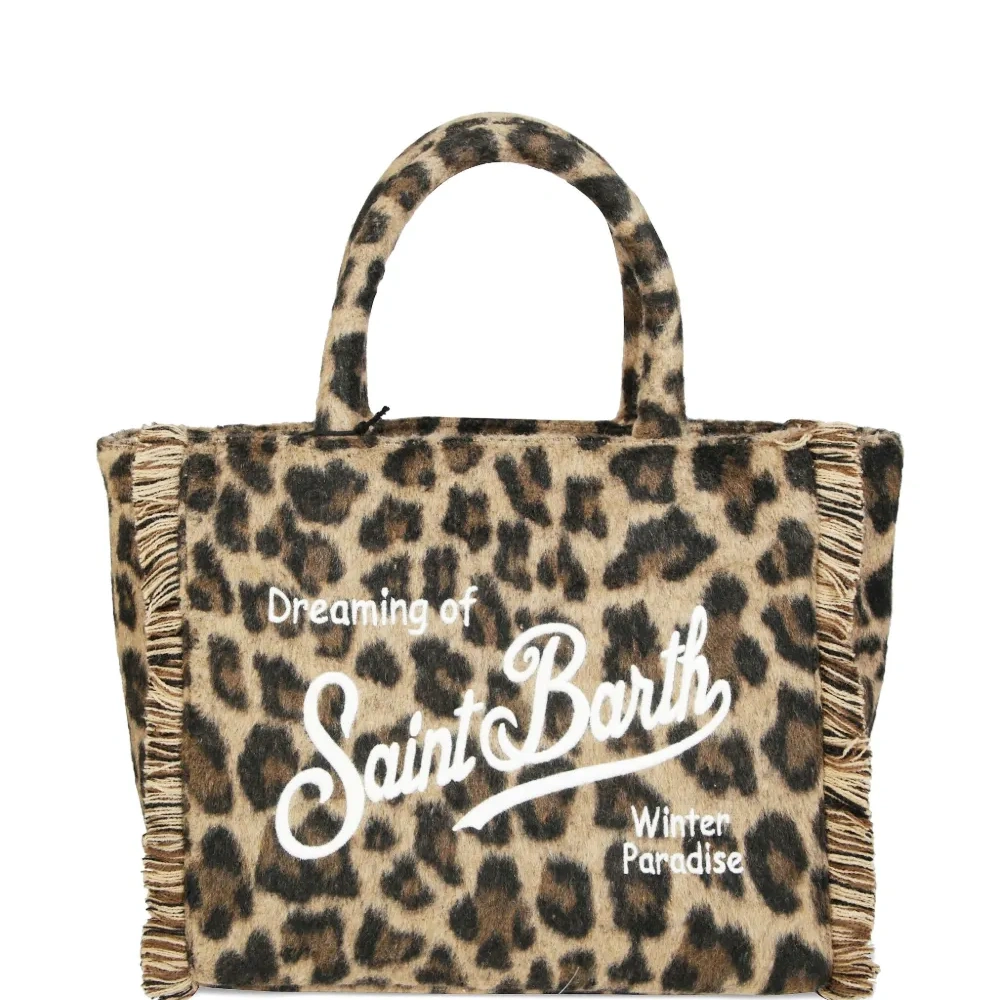 Сумка-тоут Colette из фетра с леопардовым принтом и бахромой Сумка-тоут Colette из фетра с леопардовым принтом и бахромой