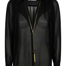 Рубашка с воротником и пуговицами из жатого шифона