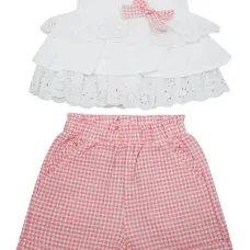 Комплект из топа и шортов в клетку гингем