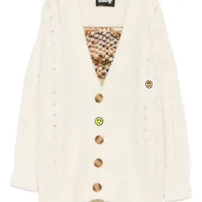 Кардиган с вязаным узором и отделкой-аппликацией Кардиган с вязаным узором и отделкой-аппликацией