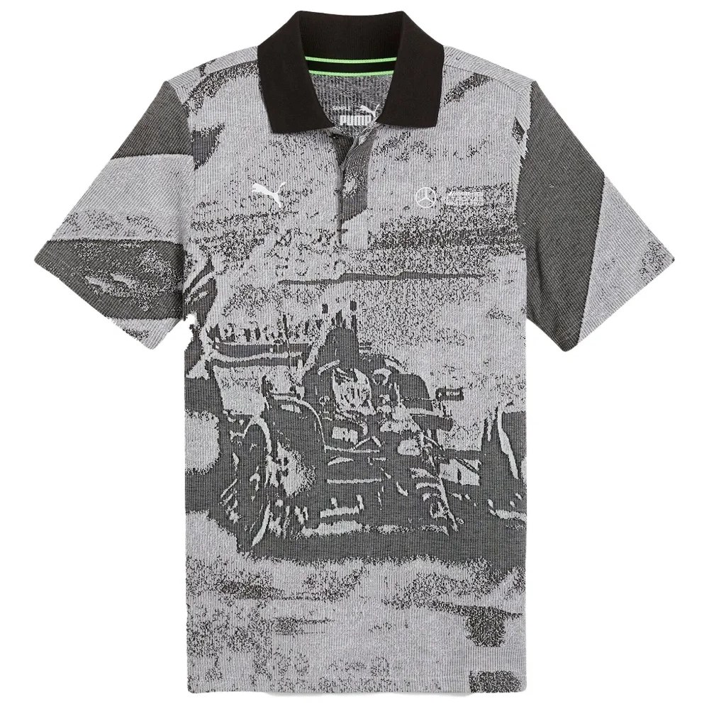 Поло с жаккардовым узором и логотипом команды Mercedes AMG Petronas F1