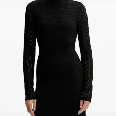 Фактурное мини-платье с высоким воротом Фактурное мини-платье с высоким воротом