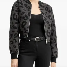 Куртка на молнии с леопардовым принтом