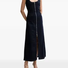 Джинсовое миди-платье на бретельках через шею Джинсовое миди-платье на бретельках через шею