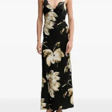 Макси-платье с цветочным принтом и V-образным вырезом Макси-платье с цветочным принтом и V-образным вырезом