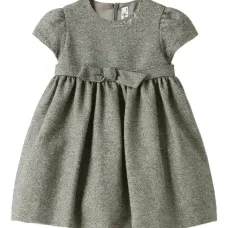 Платье из ткани "елочка" с бантом