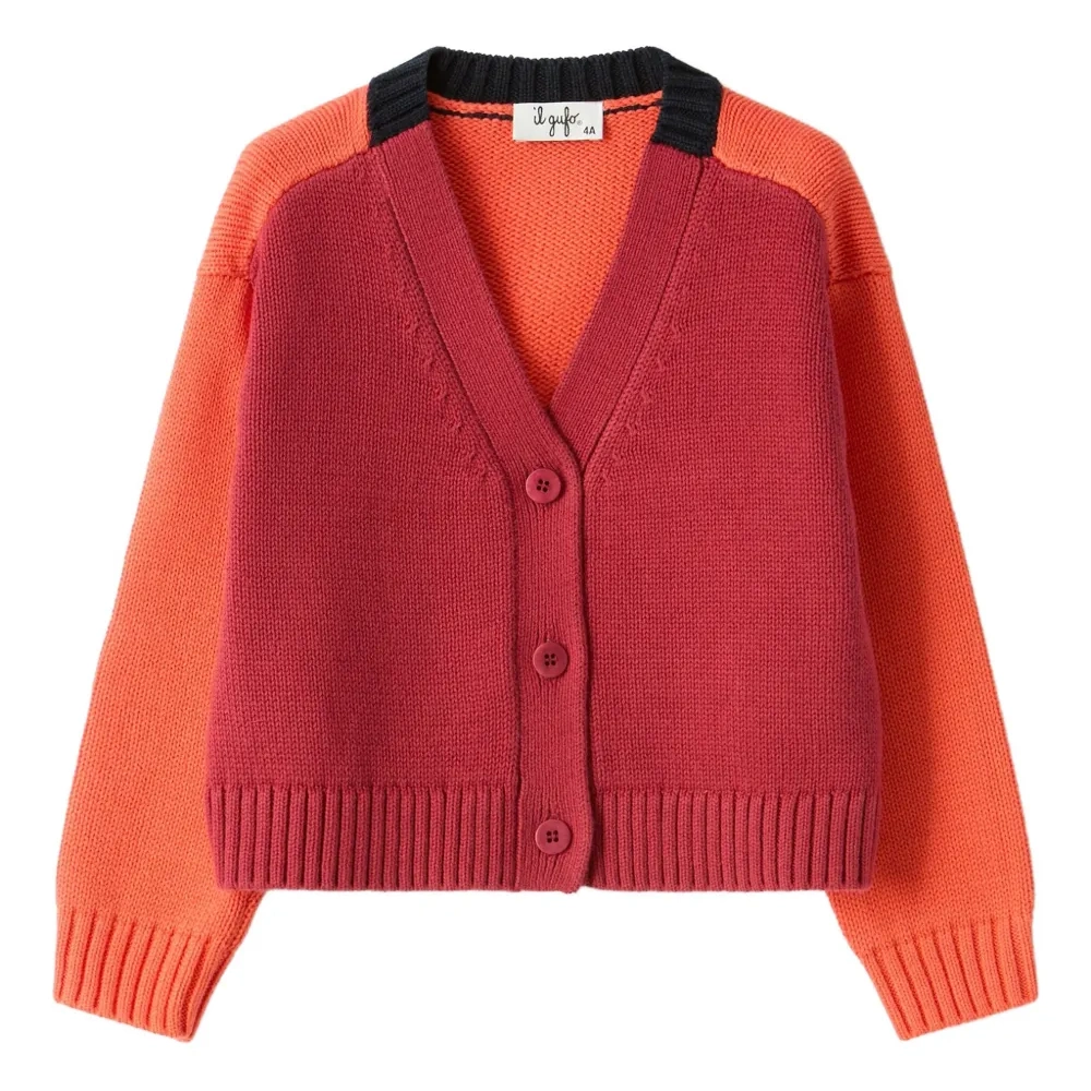 Кардиган в стиле колор-блок с V-образным вырезом