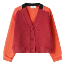 Кардиган в стиле колор-блок с V-образным вырезом