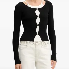 Кардиган с вырезами и длинными рукавами