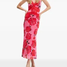 Платье макси с кружевом и цветочным принтом Платье макси с кружевом и цветочным принтом