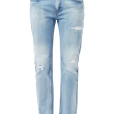 Прямые джинсы с эффектом потертости