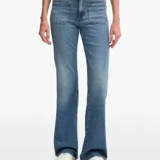 Джинсы-клёш из денима с накладными карманами Джинсы-клёш из денима с накладными карманами