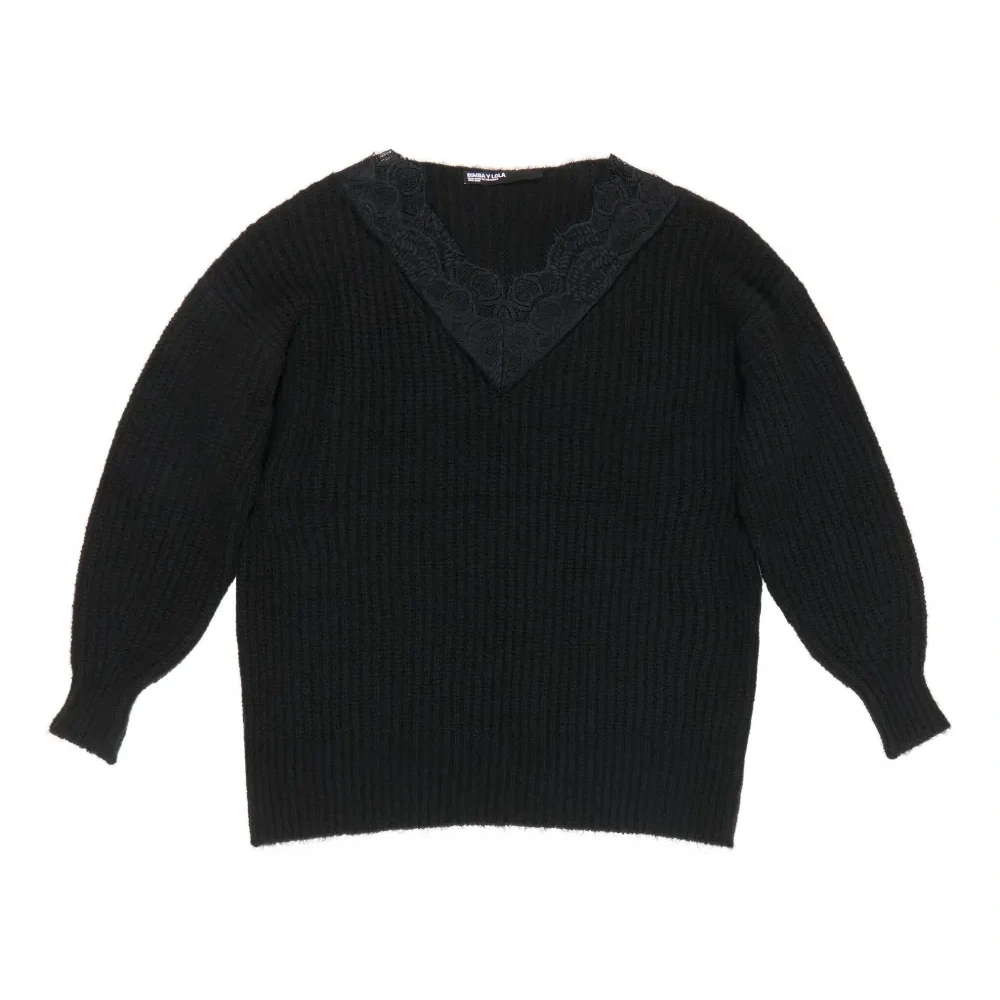 Кружевной свитер с V-образным вырезом
