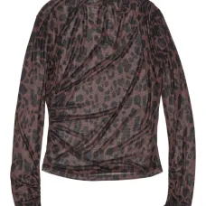 Блузка с длинными рукавами и леопардовым принтом