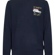 Свитер с круглым вырезом и вышивкой в виде произведения искусства